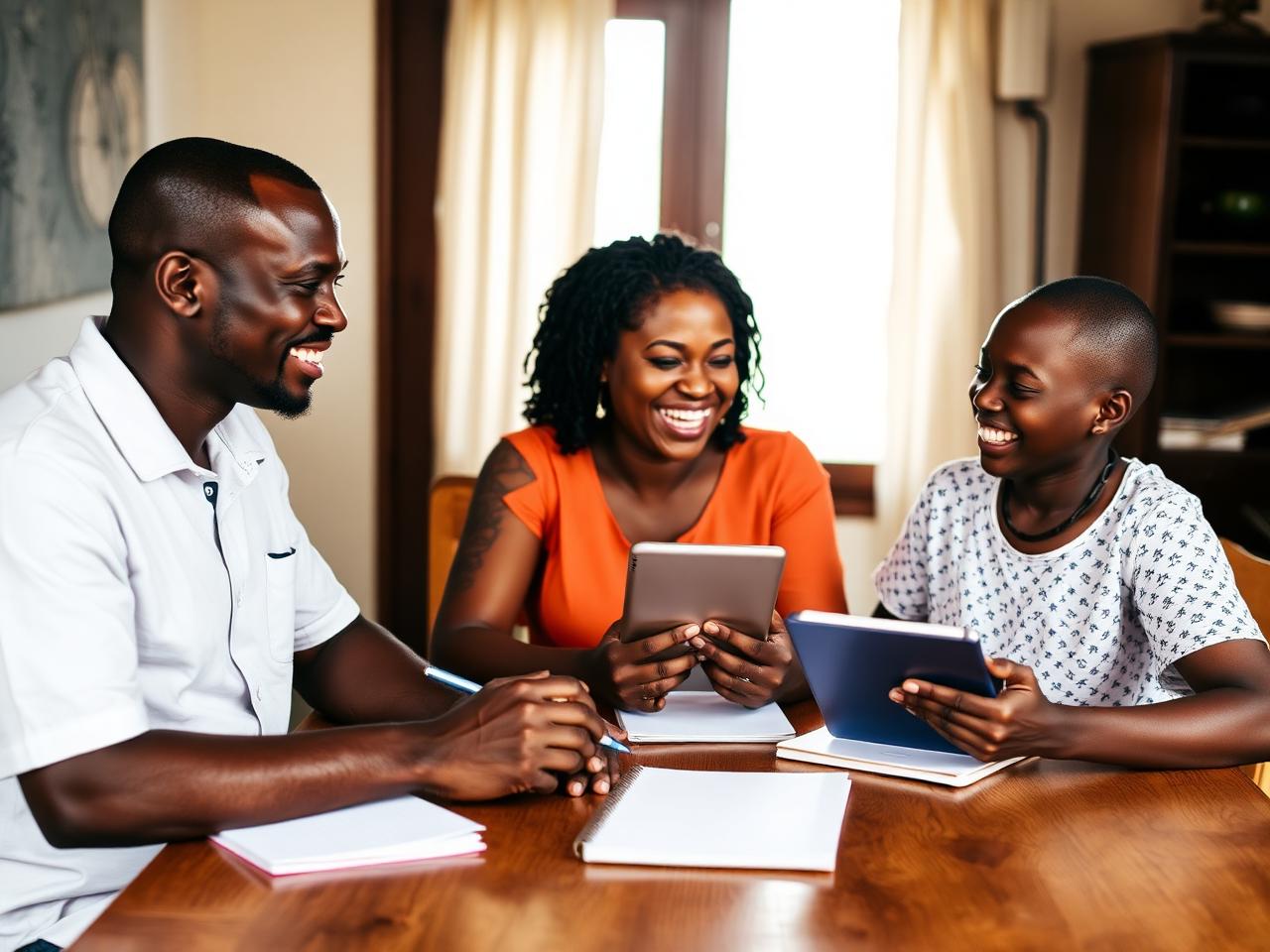 A family learning Igbo together at home